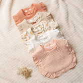 Baberos muselina con vuelito - Terracota, Beige, Floral, Blanco y Rosa