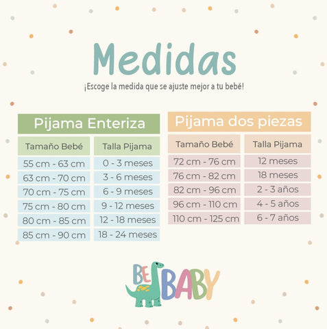 Guía de tallas pijamas Bebaby