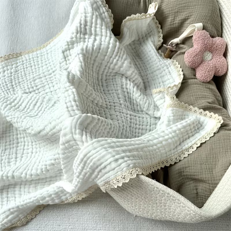 Muselina blanca con encaje bebé cuna Hello Mellow