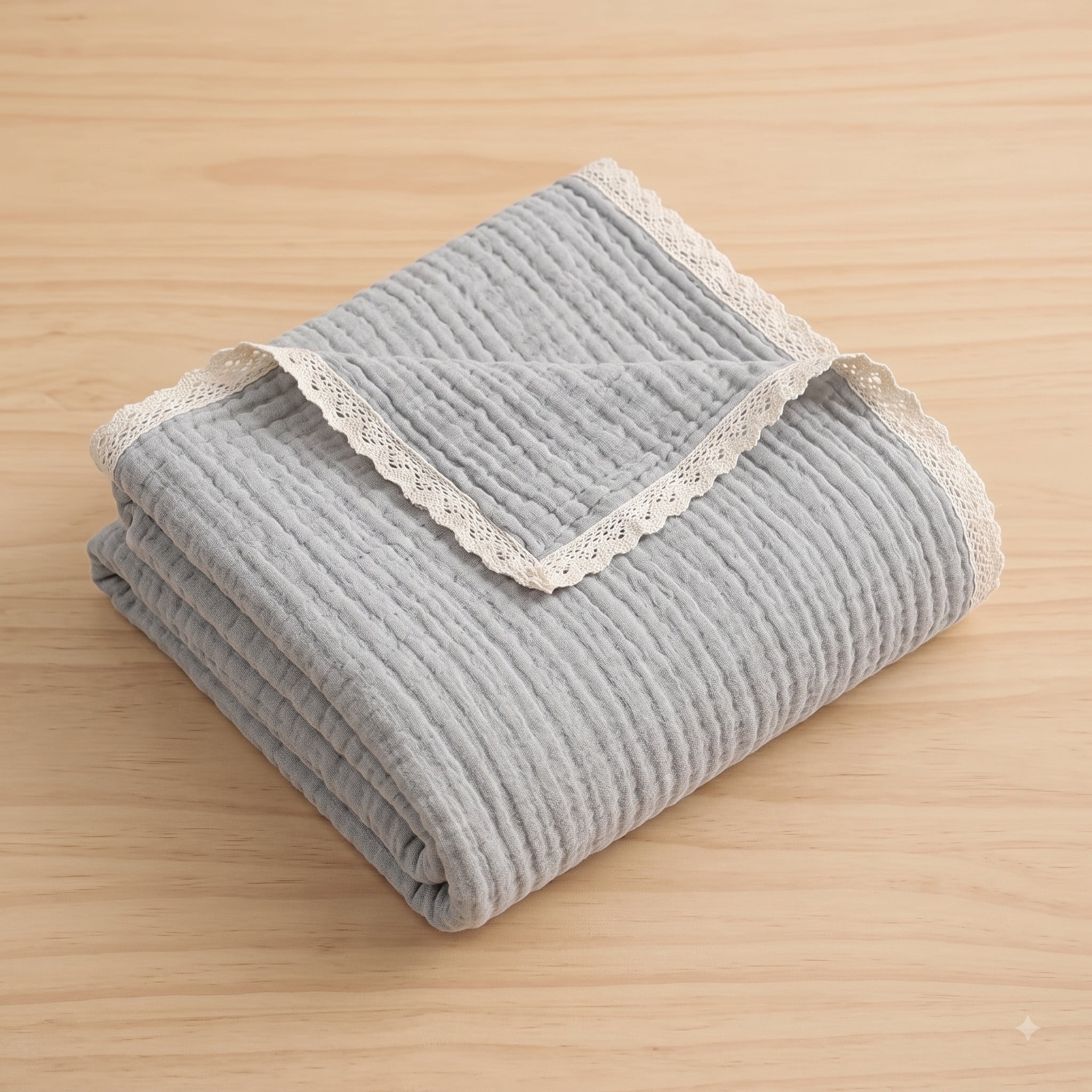 Muselina gris con encaje doblada madera Hello Mellow