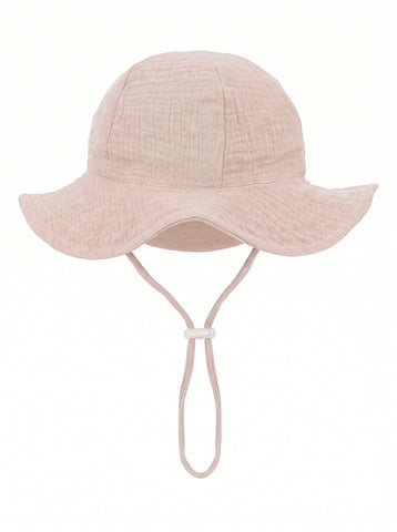 Sombrero de muselina para bebé beige liso